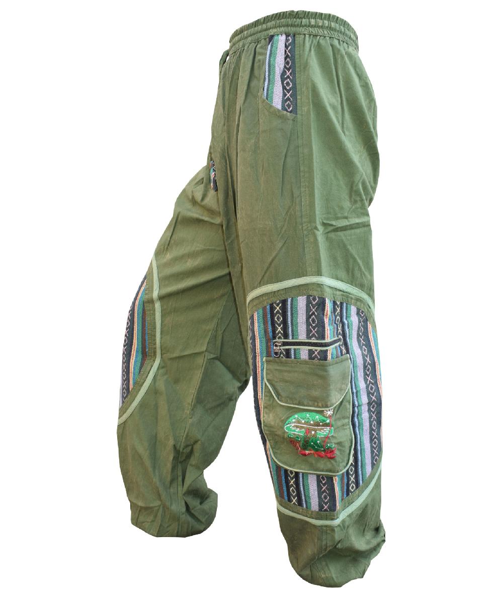 gheri Aztec Pocket Mushroom Print Trouser brown