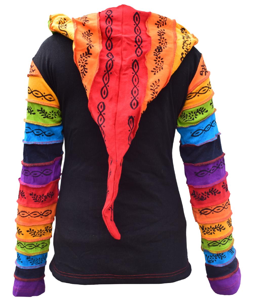 Gheri Black Plain Printed Ribs Hoody