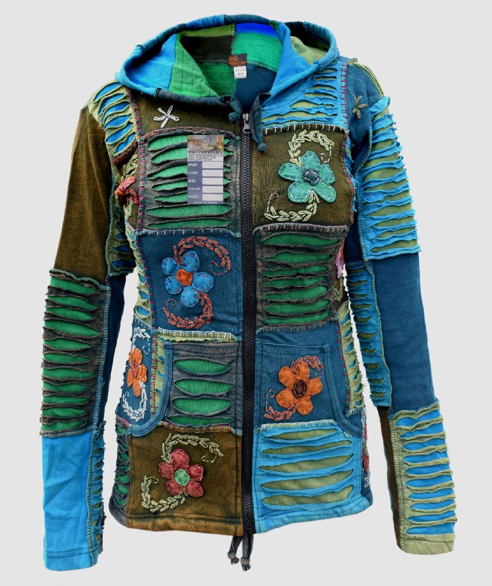 Gheri Blue Pixie Hood Patch Ribs Hoody Summer