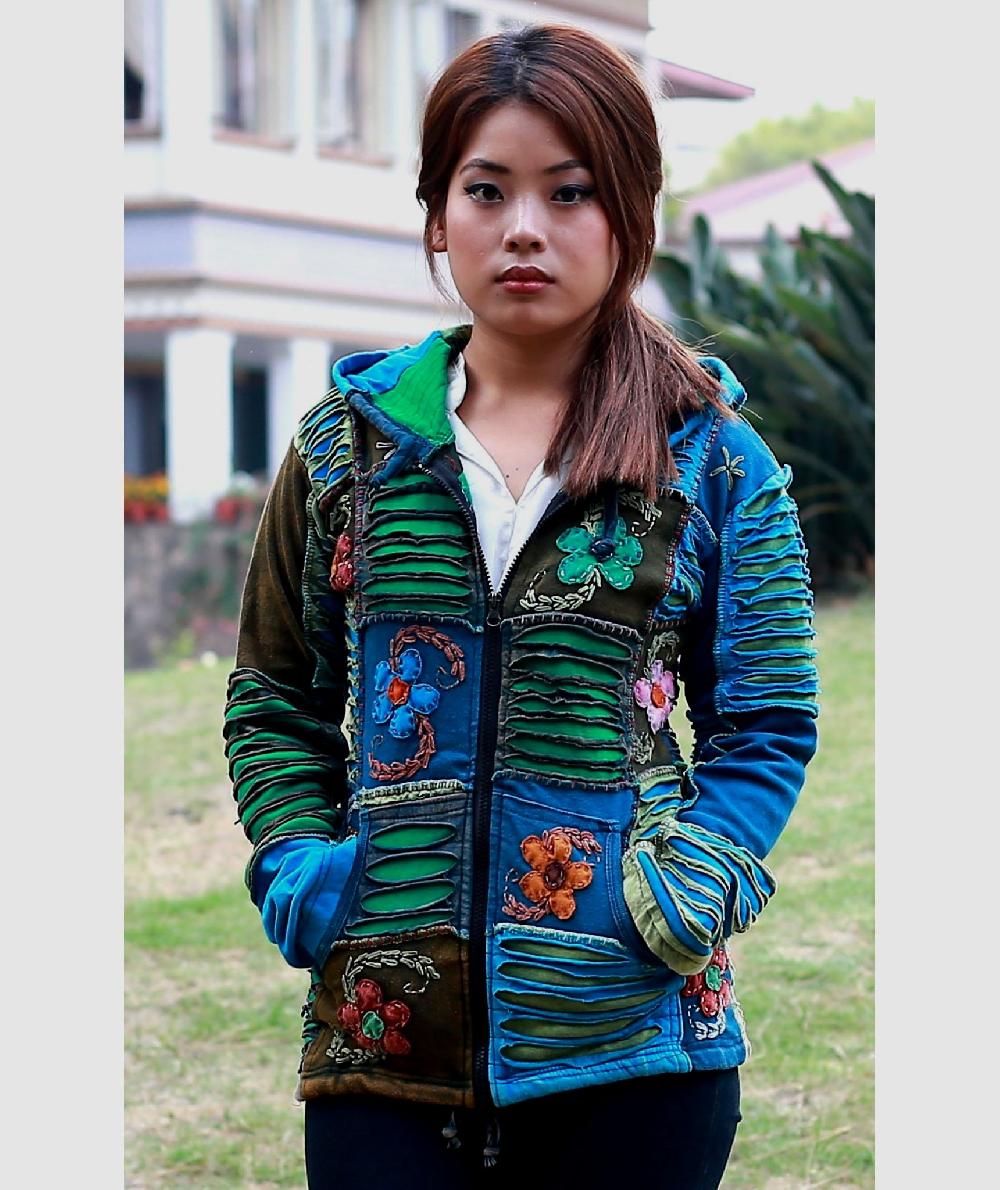 gheri Blue Pixie Hood Patch Ribs Hoody Summer