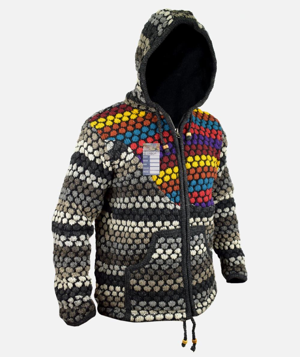 Gheri Bubbleknit Charcoal/Brown Jumper Bubble Knit