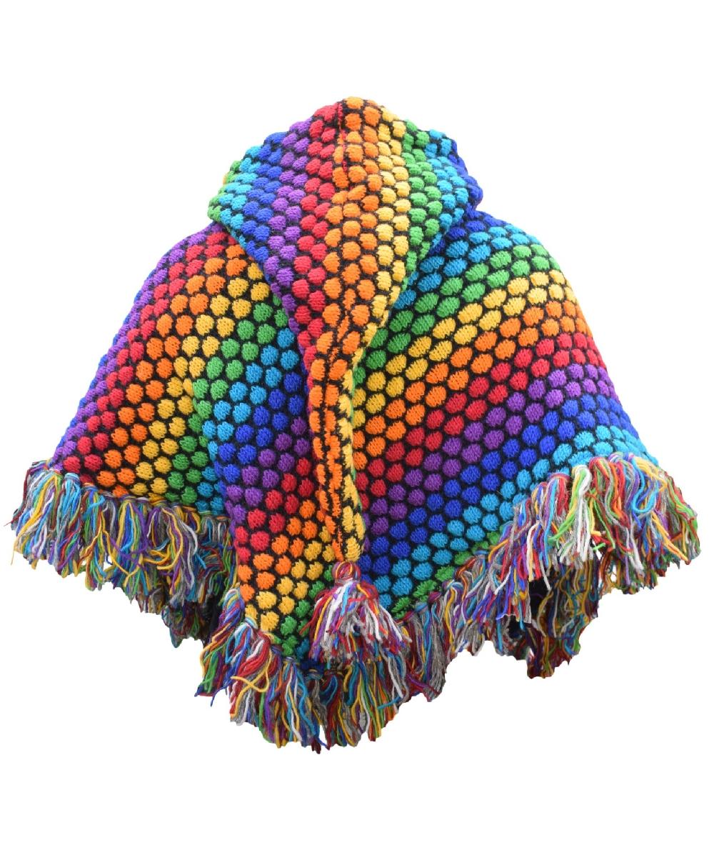 Gheri Bubbleknit Rainbow Pixie Wool Poncho