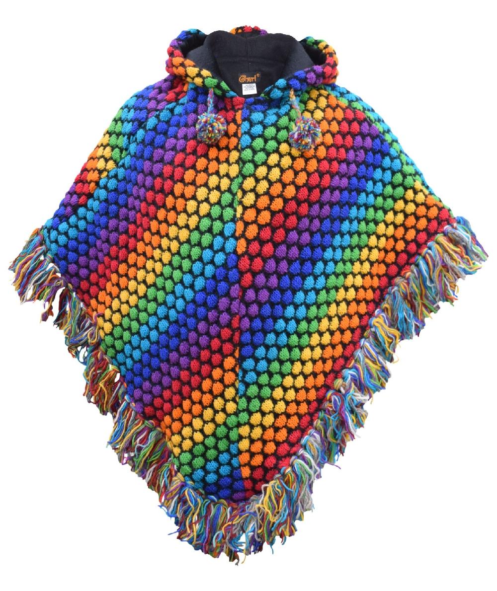 gheri Bubbleknit Rainbow Pixie Wool Poncho