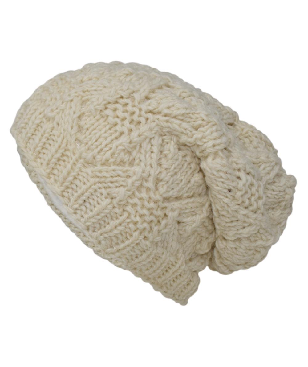 Gheri Cable Knit Slouch Beanie Hat Black