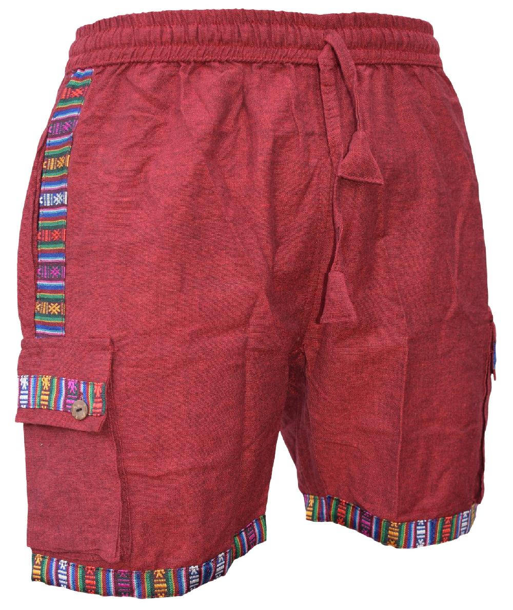 Gheri Cotton Edge Patchwork Shorts Maroon MAROON