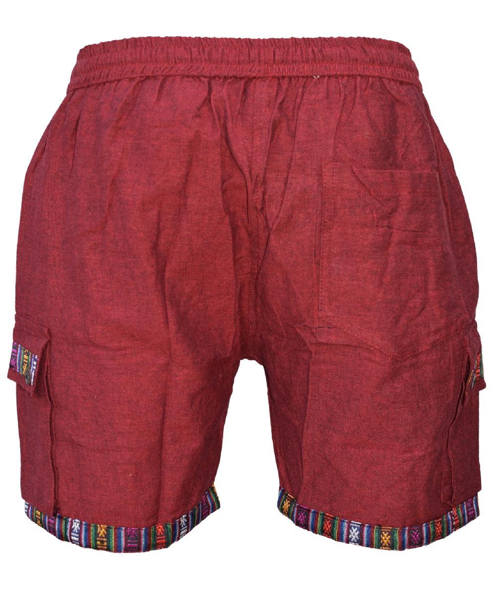 Gheri Cotton Edge Patchwork Shorts Maroon MAROON