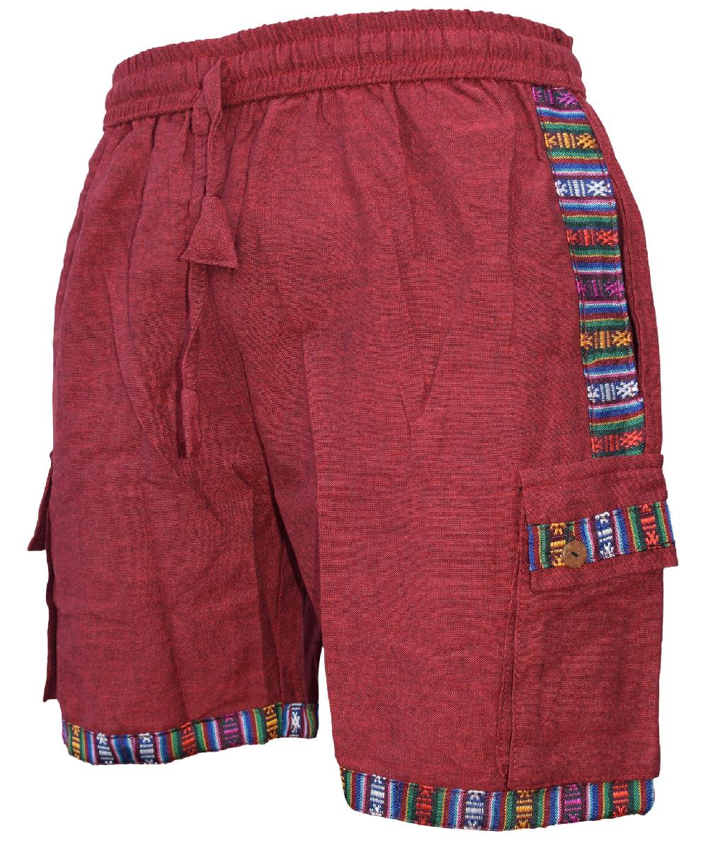 Gheri Cotton Edge Patchwork Shorts Maroon MAROON