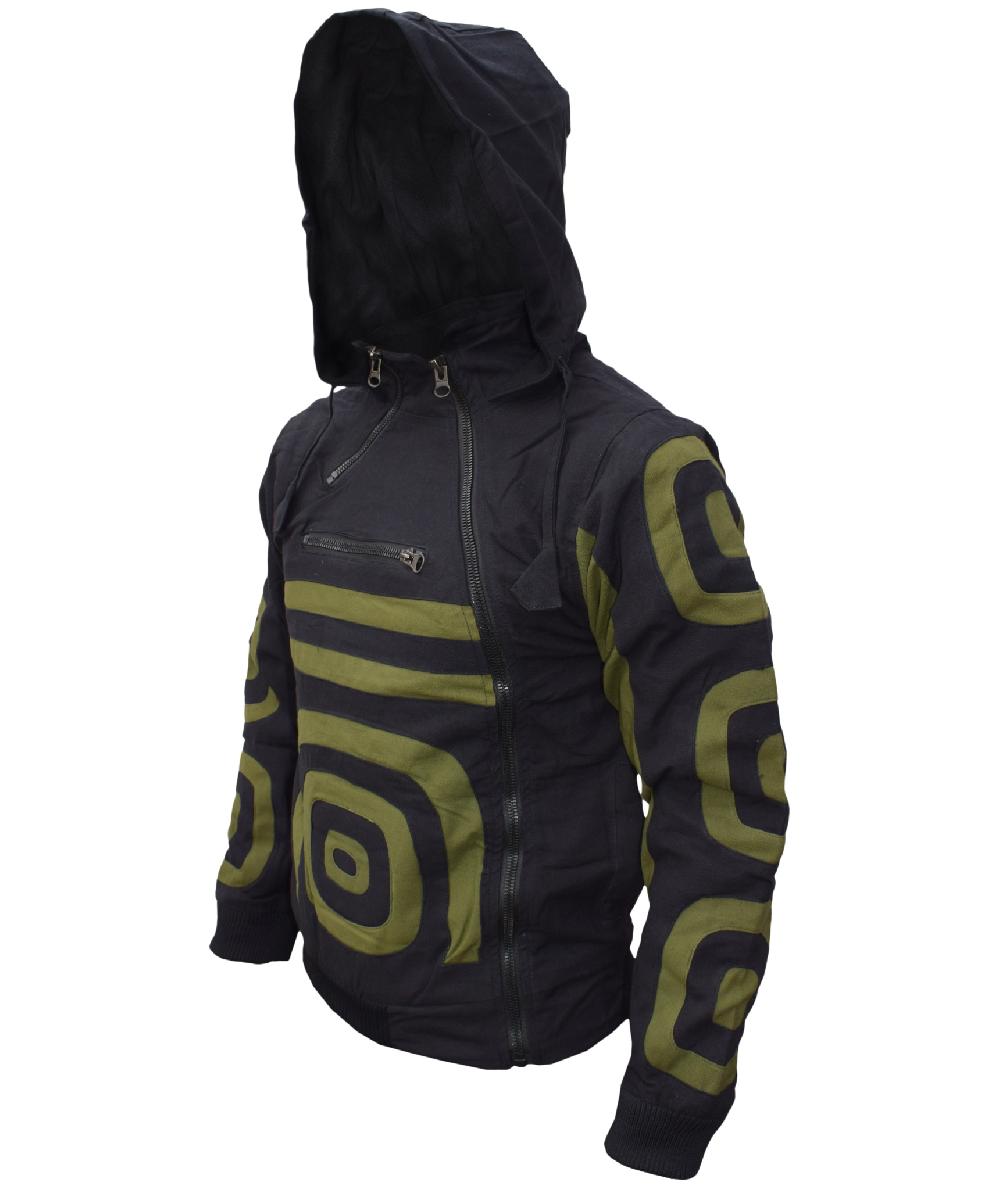 Gheri Double Zip Spiral Cotton Jacket Black