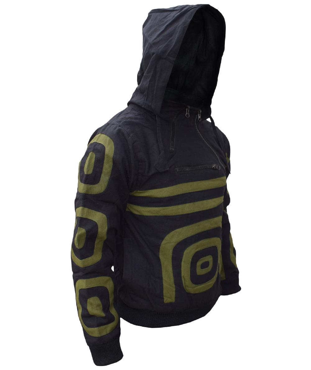 Gheri Double Zip Spiral Cotton Jacket Black