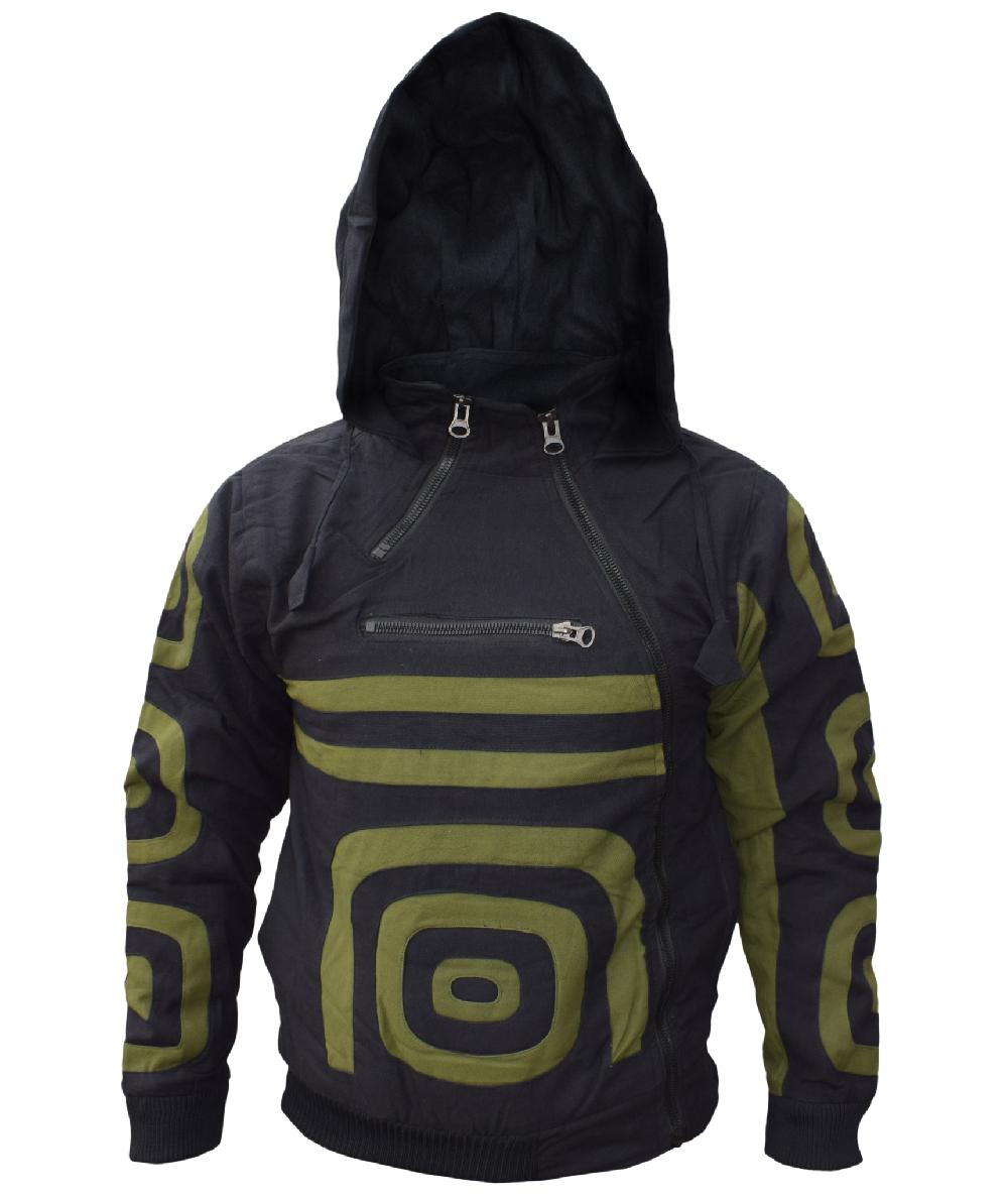 gheri Double Zip Spiral Cotton Jacket black