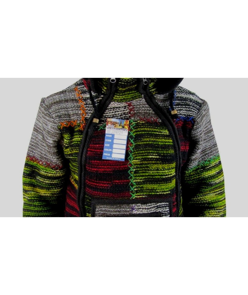 gheri Double Zip Woolen Patch Kangaroo