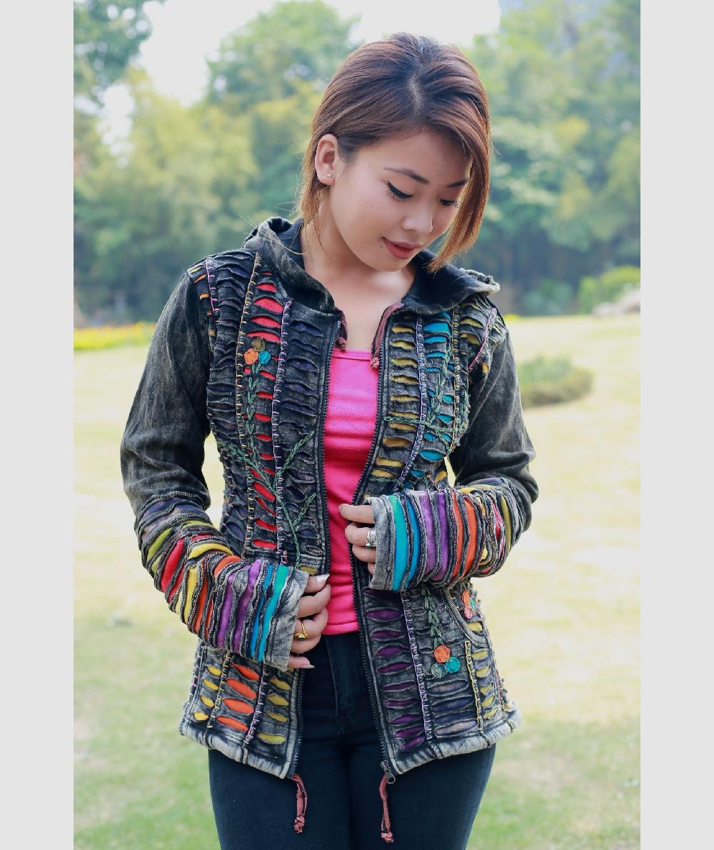 Gheri Dragonfruit Cotton Razor Cut Ribs Hoody