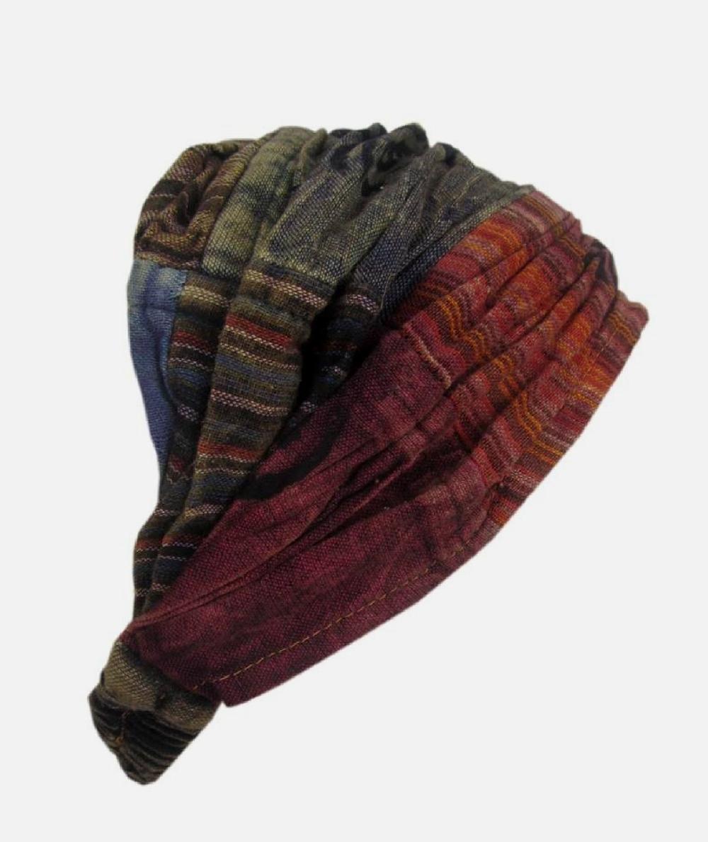 Gheri Elastic Headband Striped Brown