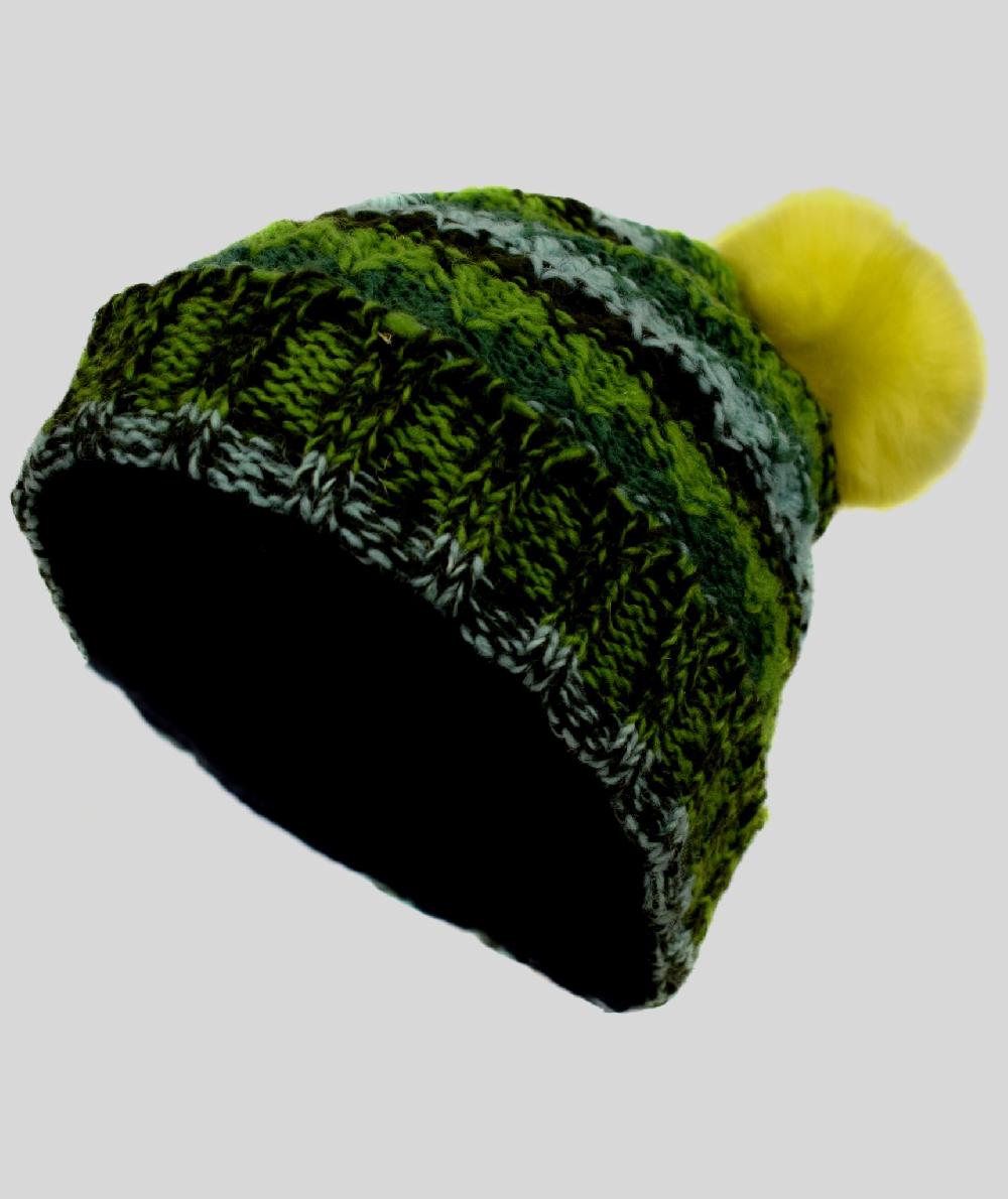 Gheri Folded Pom Pom Fleece Lined Hat Colour A