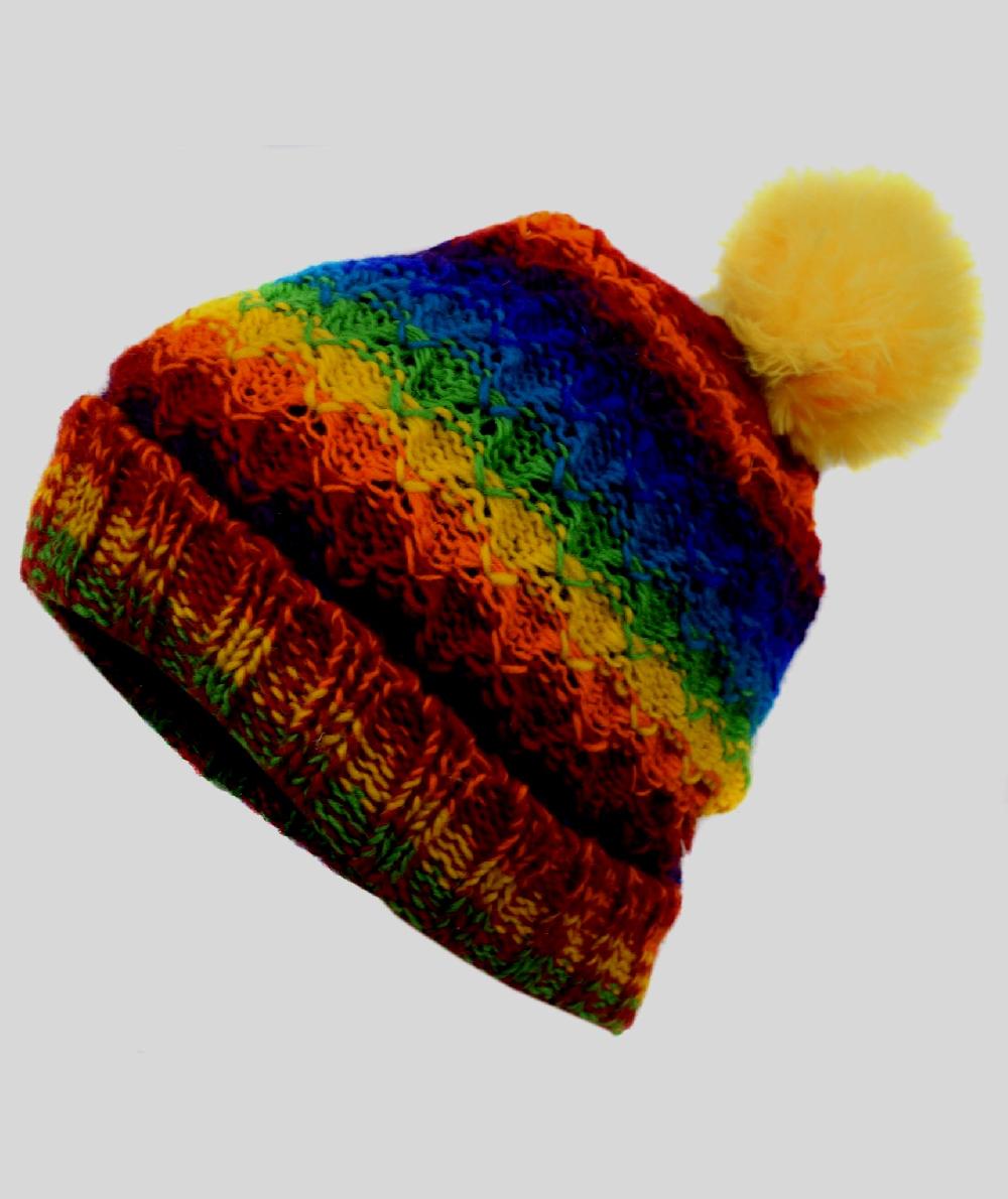 Gheri Folded Pom Pom Fleece Lined Hat Colour A