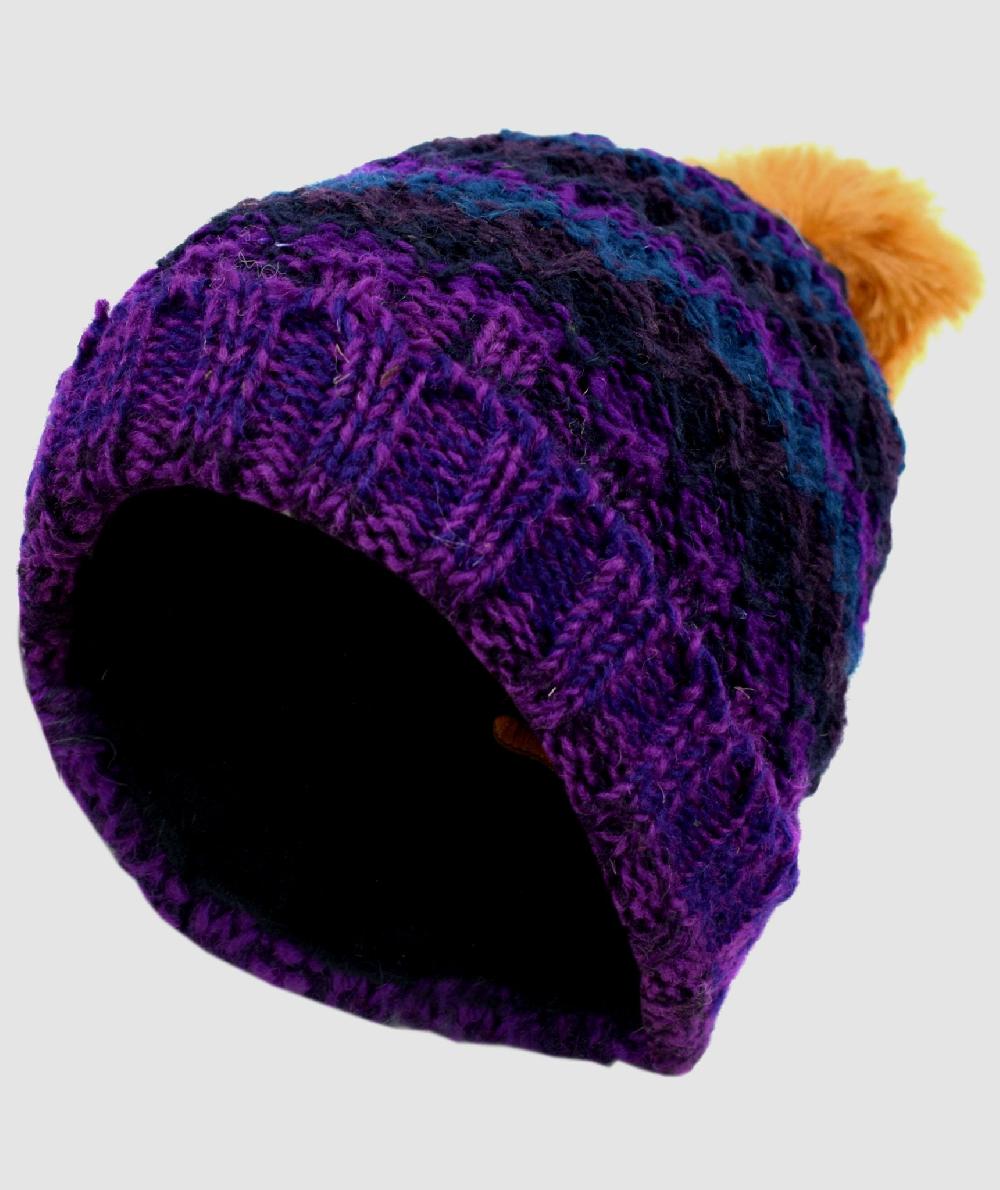 Gheri Folded Pom Pom Fleece Lined Hat Colour A