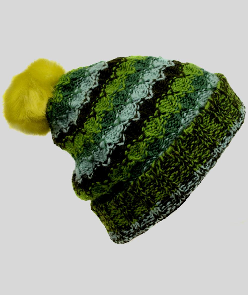 gheri Folded Pom Pom Fleece Lined Hat Colour a