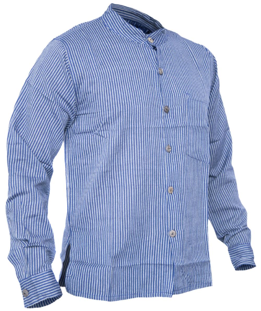 Gheri Full Button Collarless Shirt Light Grey