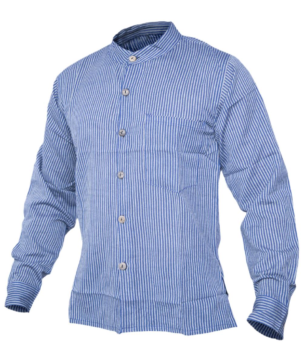 Gheri Full Button Collarless Shirt Light Grey