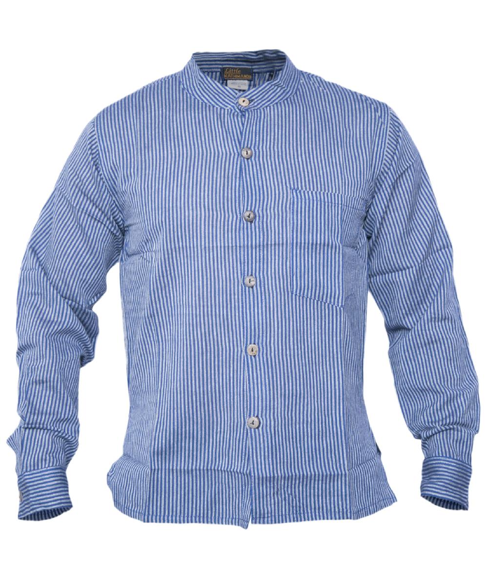 gheri Full Button Collarless Shirt light grey