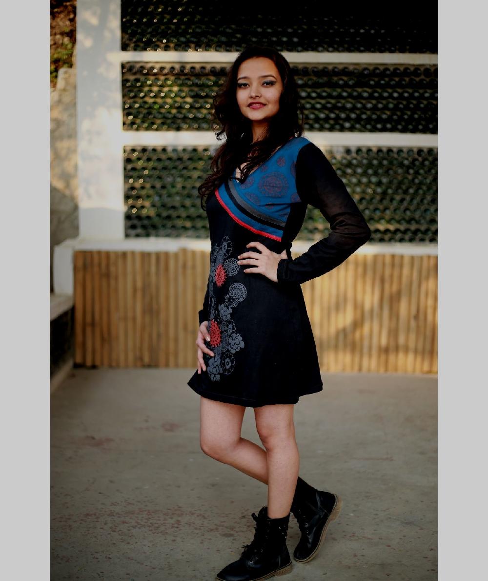 gheri Gears & Flowers Black Dress