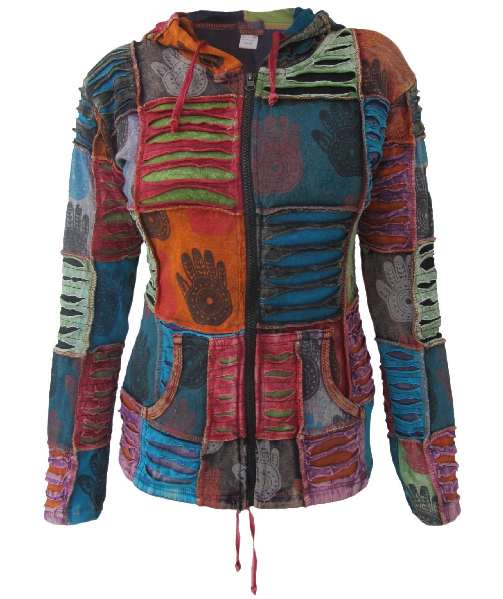 gheri Handprint Henna Hippy Ribs Hoody