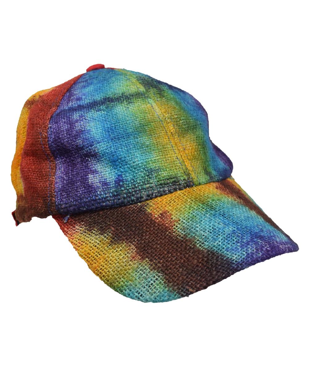 gheri Hemp Summer Visor Cap Rainbow Tie Dye