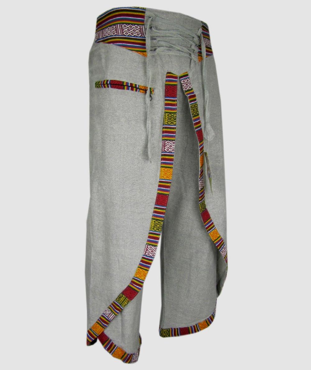 Gheri Hemp Wrap Around Trousers Light Grey