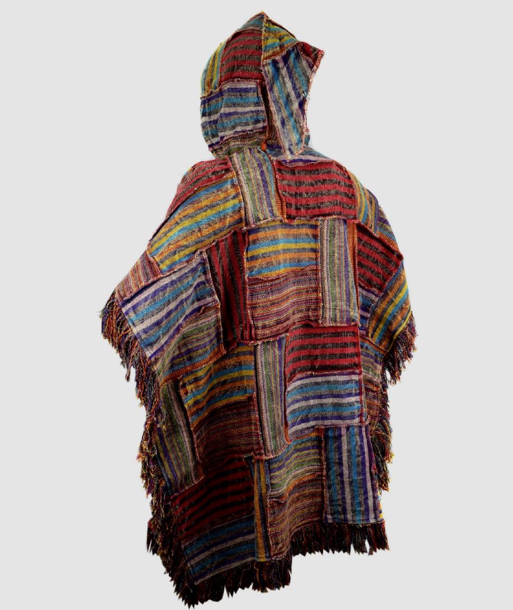 Gheri Hippie Gypsy Cotton Hooded Poncho A