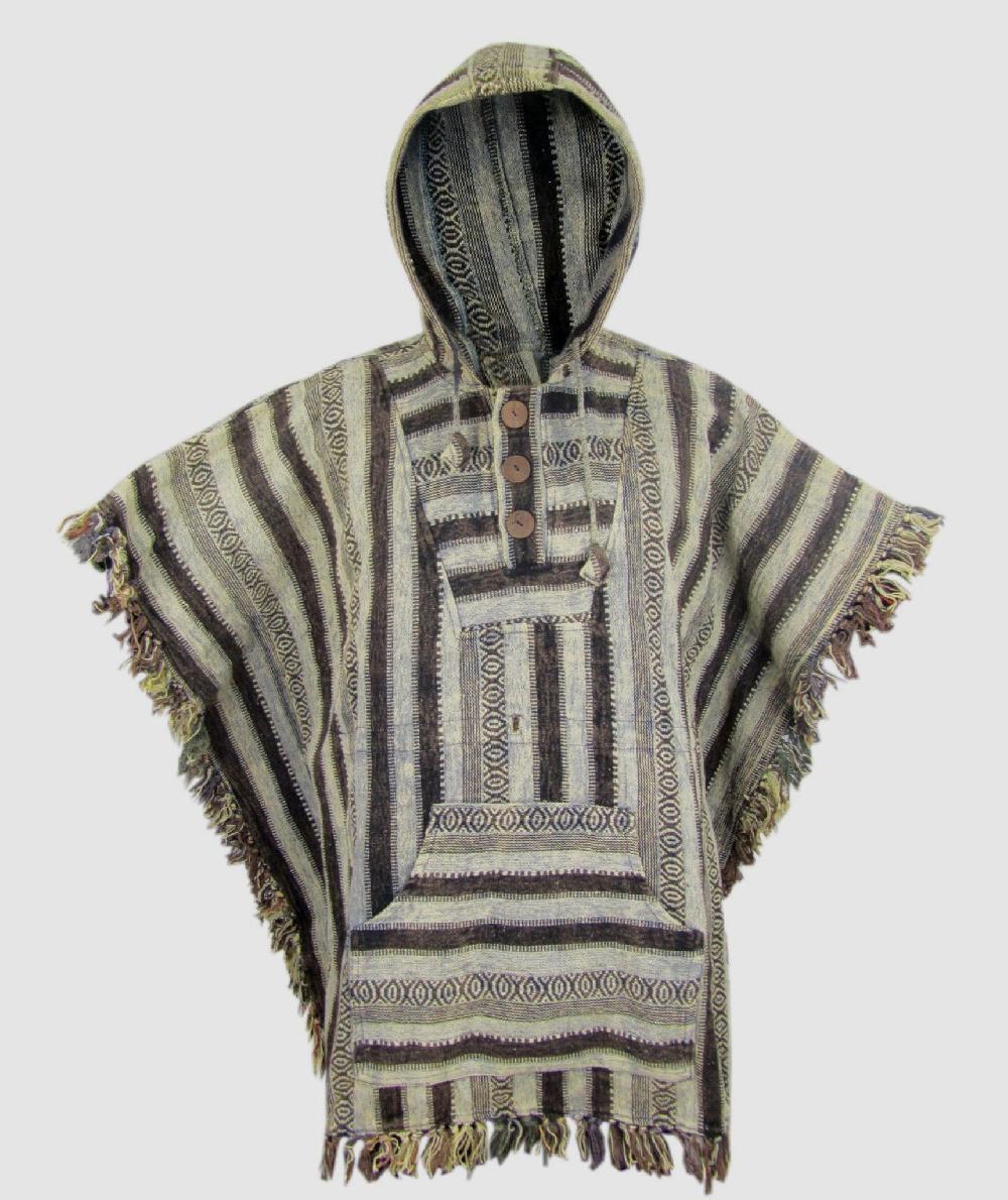 gheri Hippie Gypsy Cotton Hooded Poncho A