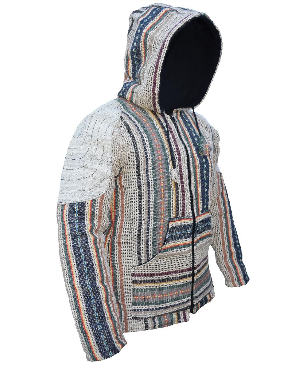 Gheri Gheri Jute Hemp Fleecelined Striped Jacket Hemp Jute Striped