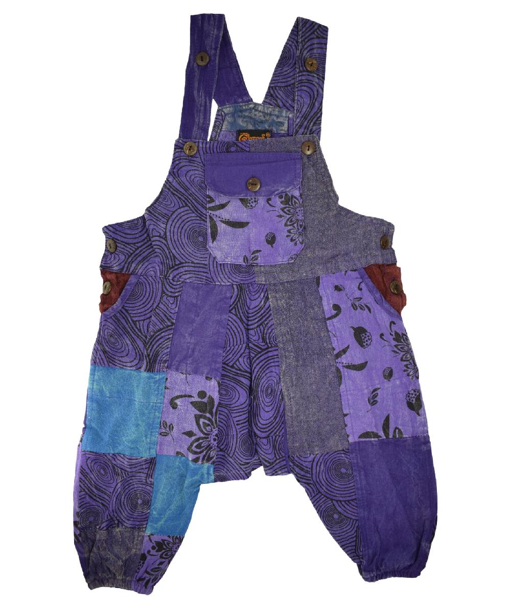 Gheri Kids Printed Patchwork Dungaree Green