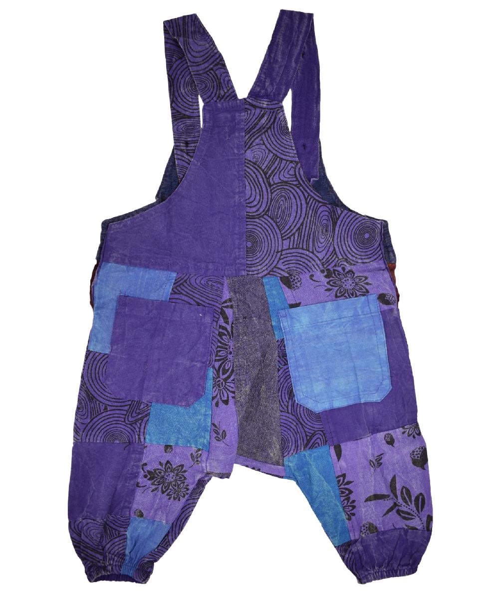 Gheri Kids Printed Patchwork Dungaree Green
