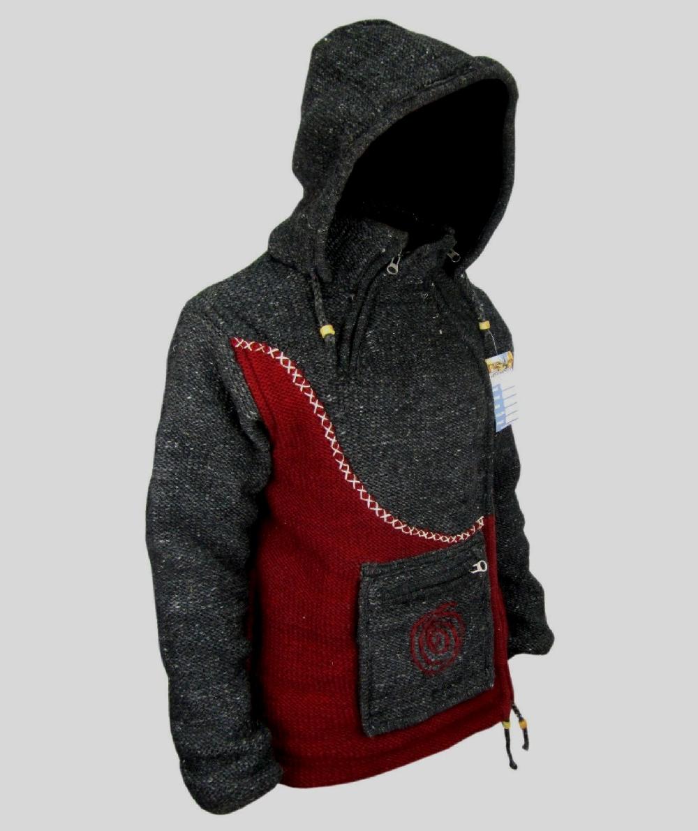 Gheri Maroon Charcoal Kangaroo Jumper
