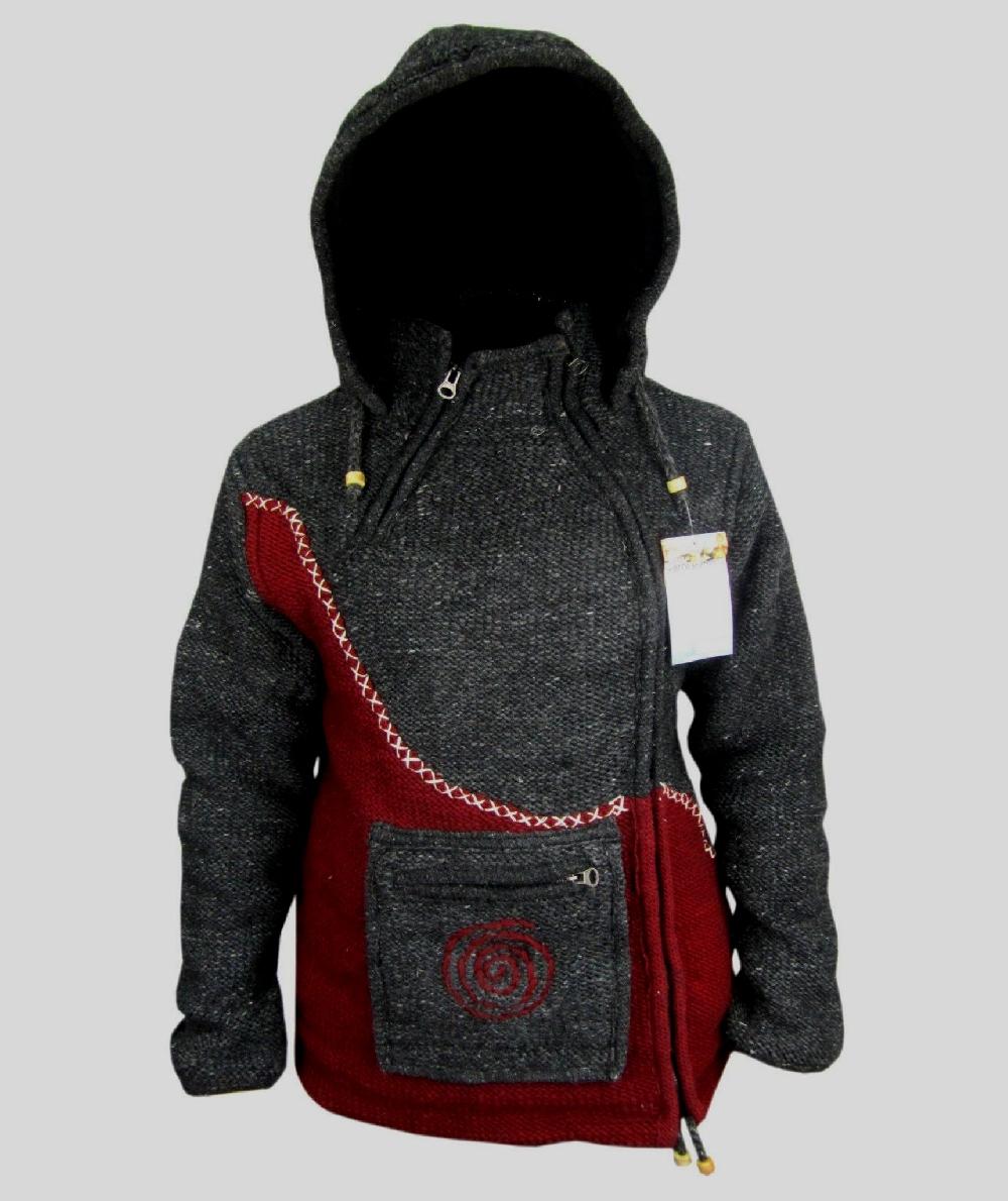 gheri Maroon Charcoal Kangaroo Jumper