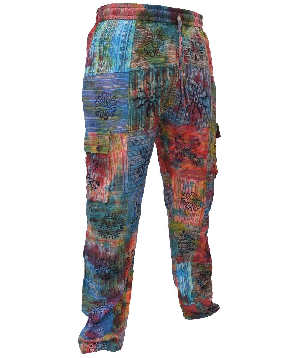Gheri Men's Tie Dye Patchwork Hippie Cargo Pants