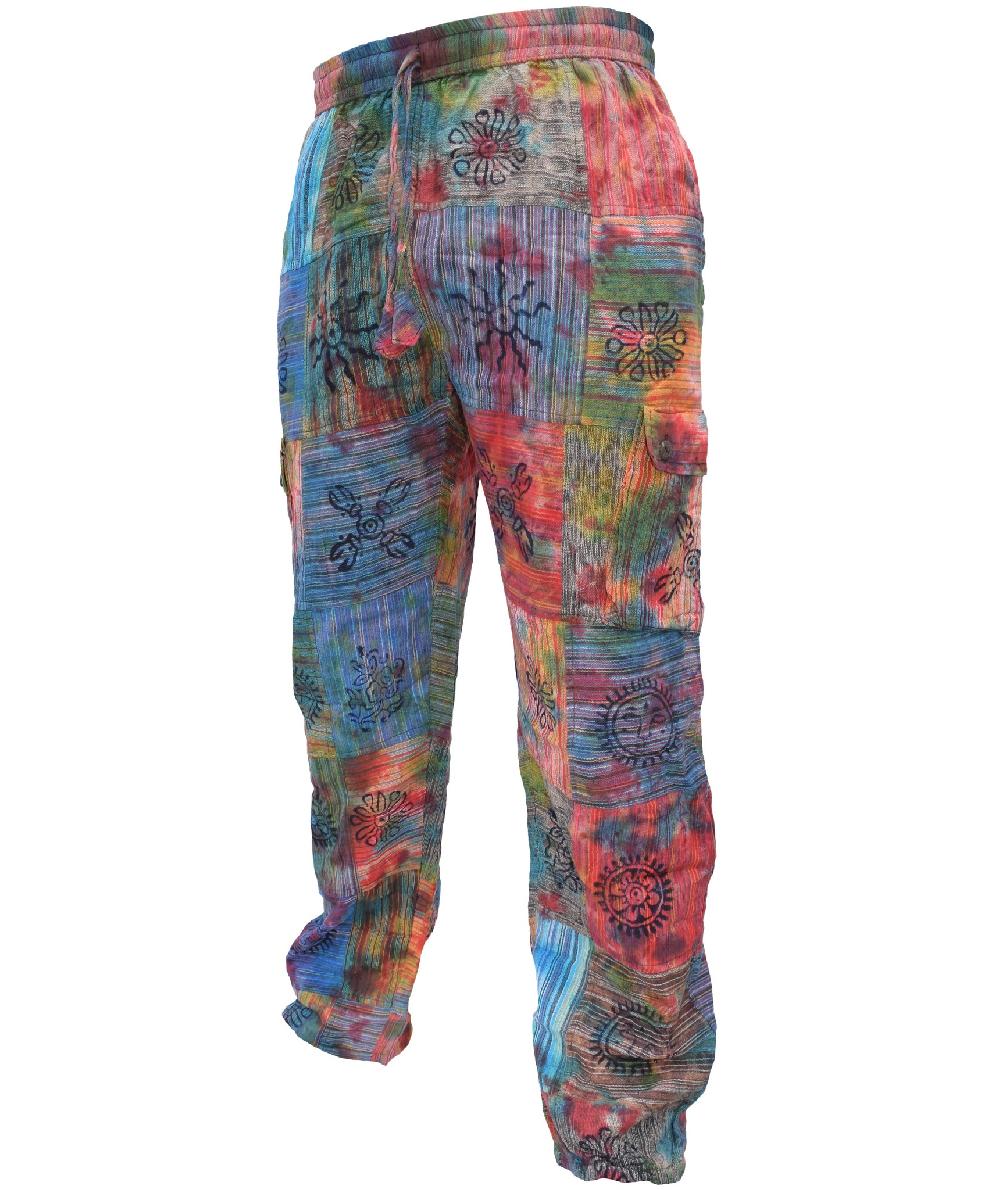 Gheri Men's Tie Dye Patchwork Hippie Cargo Pants