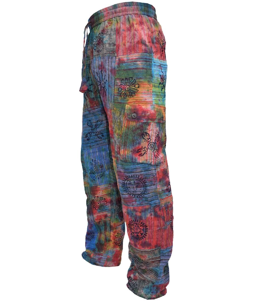 Gheri Men's Tie Dye Patchwork Hippie Cargo Pants