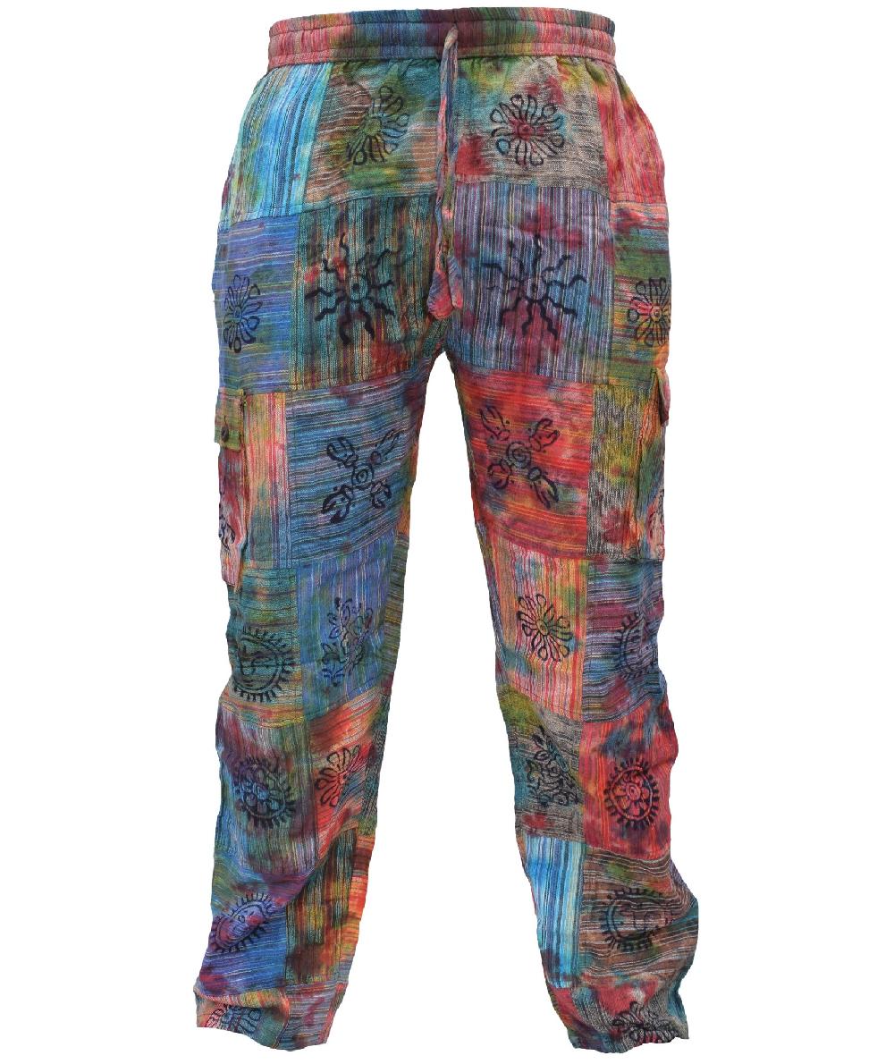 gheri Men's Tie Dye Patchwork Hippie Cargo Pants