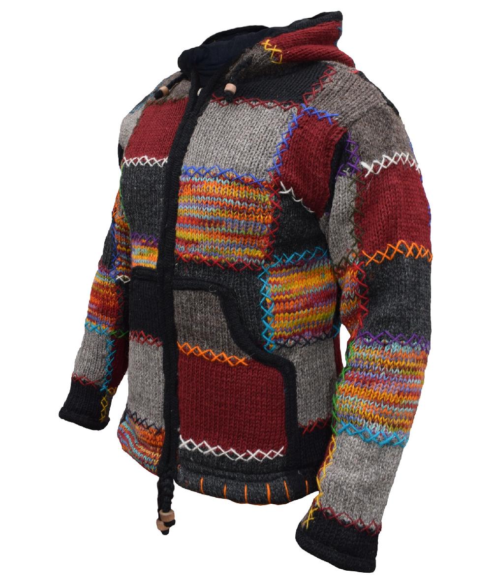 Gheri Mens Tie Dye Patchwork Stich Wool Jacket