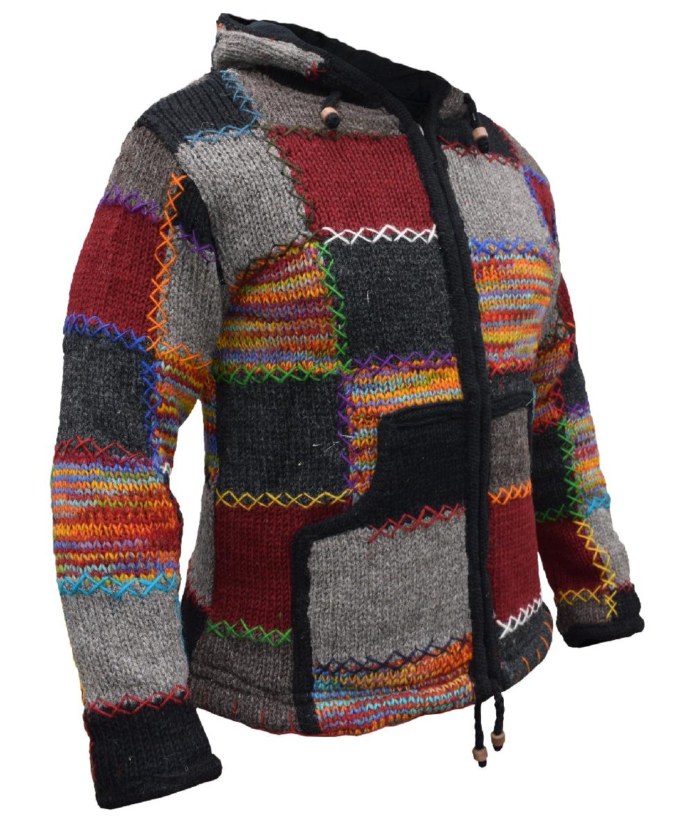 gheri Mens Tie Dye Patchwork Stich Wool Jacket