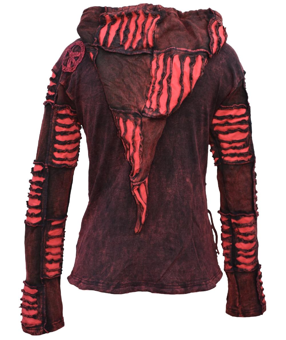 Gheri Om Ying Yang Patchwork Ribs Hoody Red RED