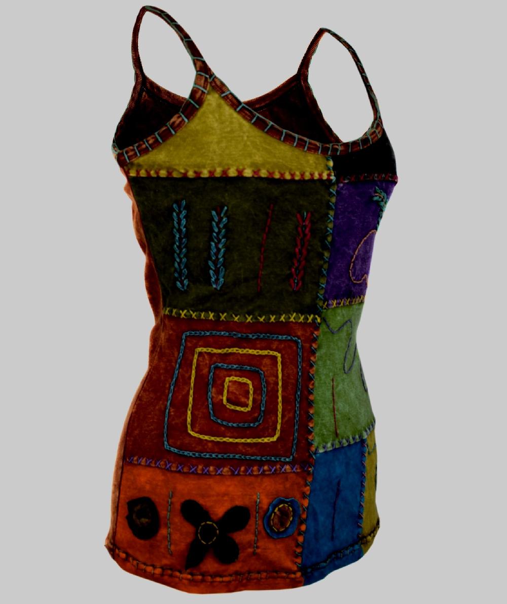 Gheri Patchwork Embroidery Stonewashed Tank Top