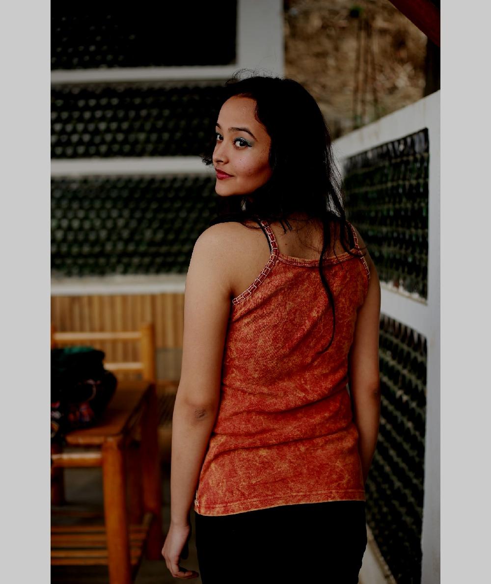 Gheri Patchwork Embroidery Stonewashed Tank Top