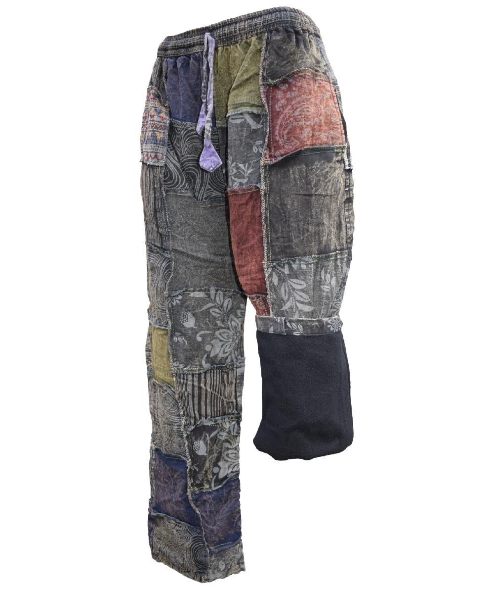 Gheri Patchwork Fleece Lined Trouser Green Tone