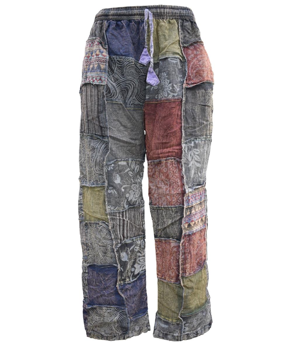 gheri Patchwork Fleece Lined Trouser Green Tone