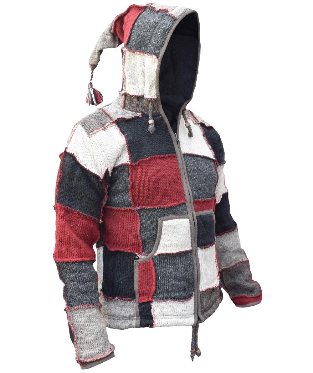 Gheri Patchwork Pixie Hood Woolen Jumper