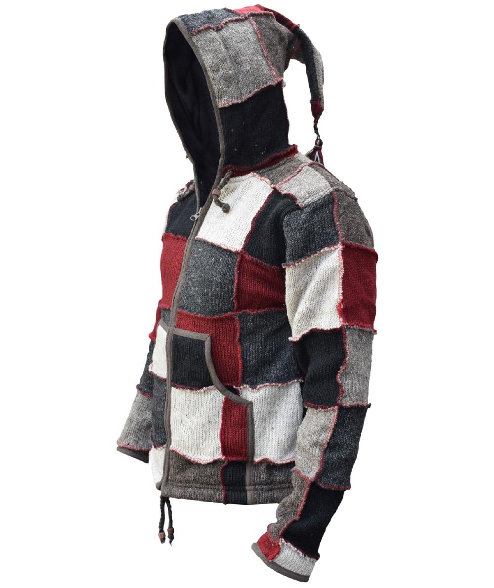 Gheri Patchwork Pixie Hood Woolen Jumper