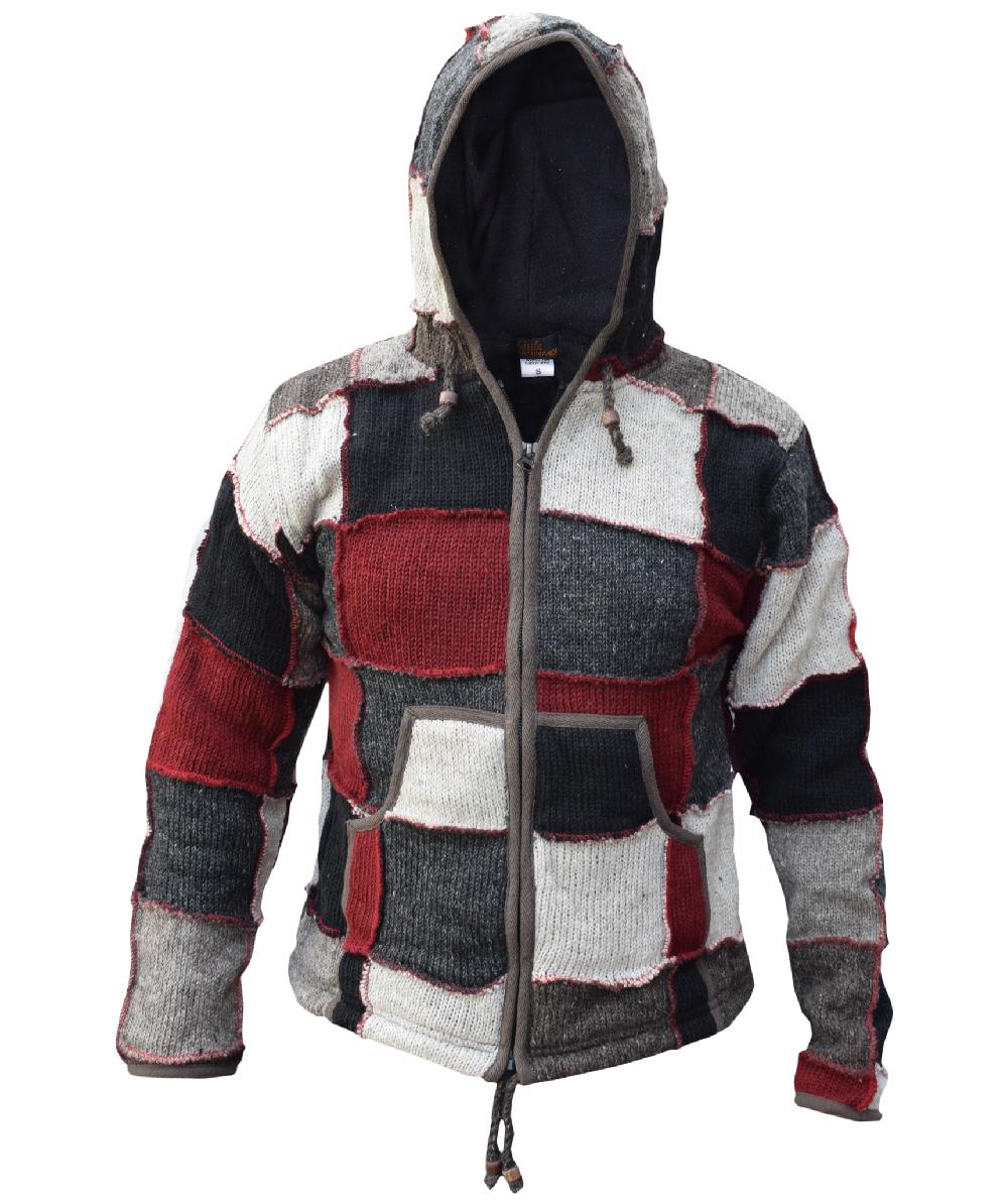 gheri Patchwork Pixie Hood Woolen Jumper