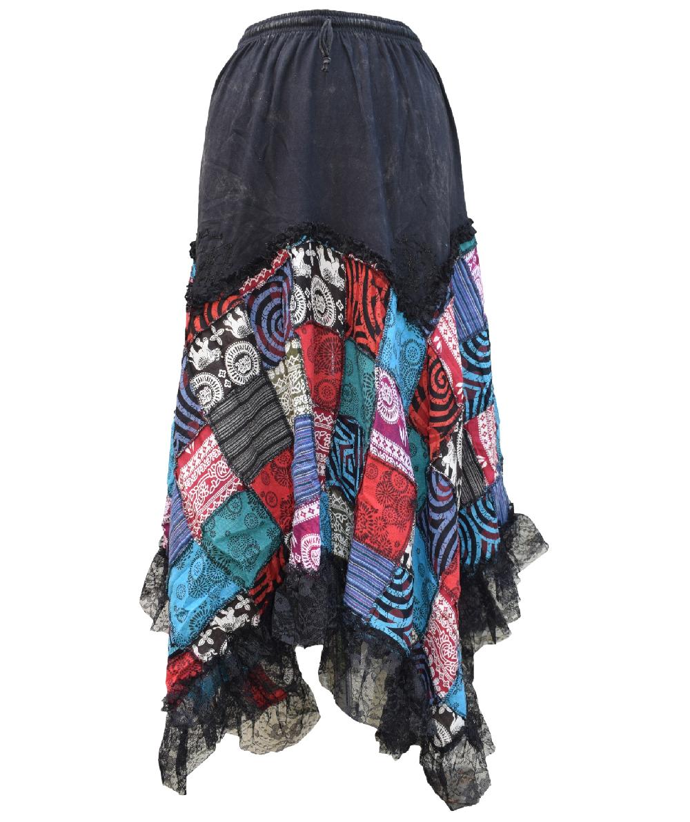 gheri Patchwork Pixie Skirt Black